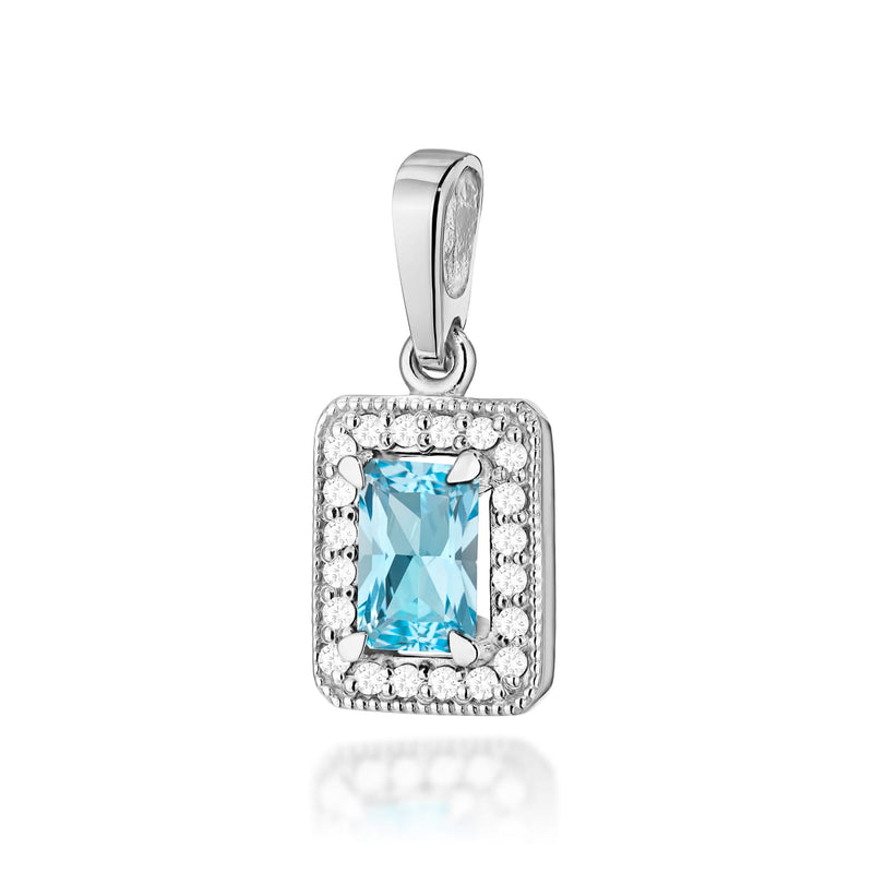 Pandantiv Aur 14K cu Topaz Swiss 0.65 ct si Diamante Naturale 0.10 ct, imaginea 2 din 5