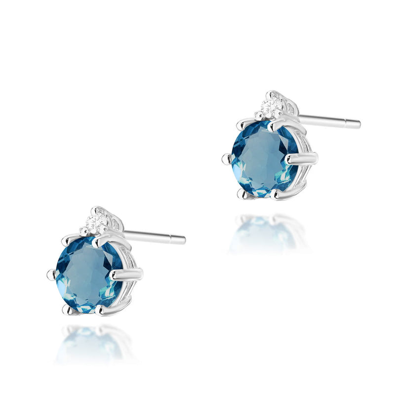 Cercei Aur 14K cu Topaz London Blue 0.50 ct si Diamante Naturale 0.03 ct, imaginea 3 din 6