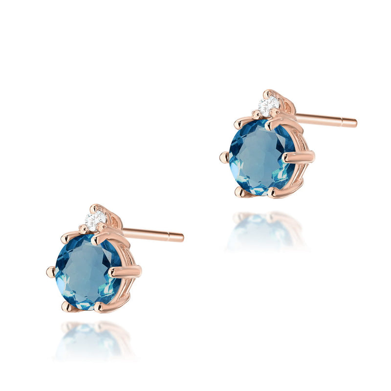 Cercei Aur 14K cu Topaz London Blue 0.50 ct si Diamante Naturale 0.03 ct, imaginea 5 din 6