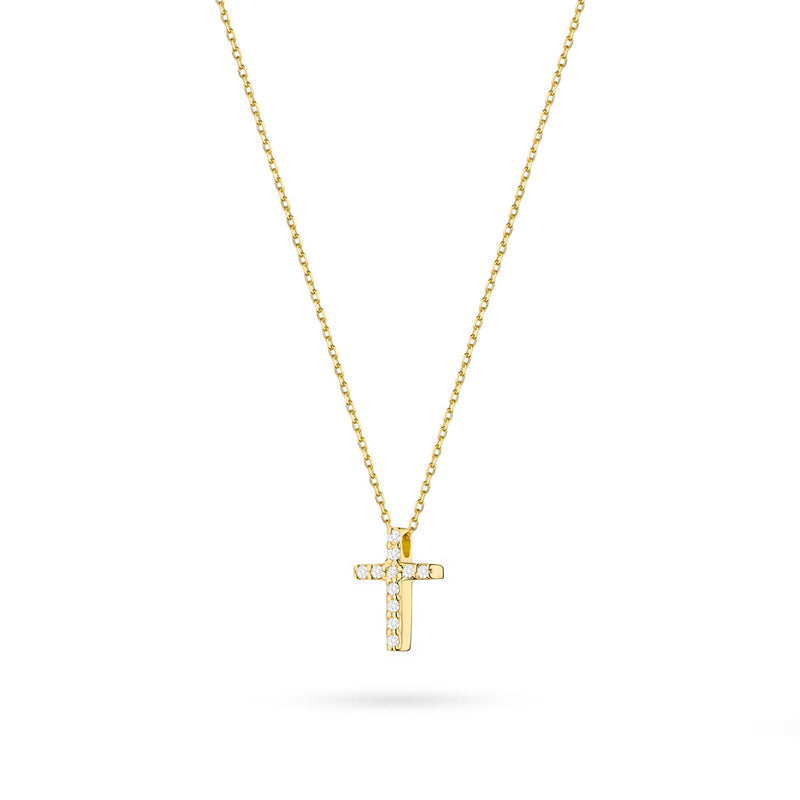 Colier Aur 14K cu Diamante Naturale 0.06 ct — Aur galben