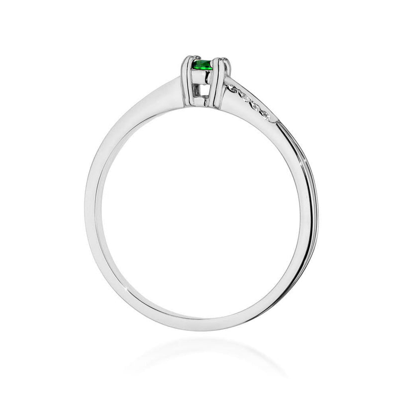 Inel Aur 14K cu Smarald 0.15 ct si Diamante Naturale 0.04 ct, imaginea 11 din 12