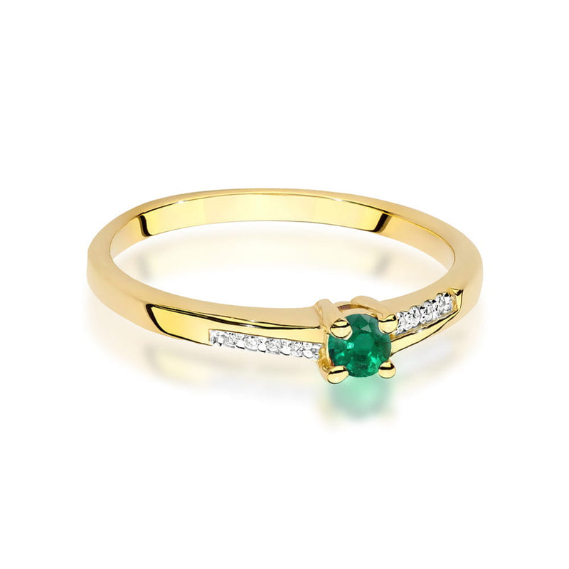 Inel Aur 14K cu Smarald 0.15 ct si Diamante Naturale 0.04 ct, imaginea 2 din 12