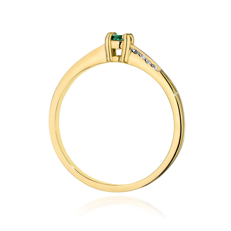 Inel Aur 14K cu Smarald 0.15 ct si Diamante Naturale 0.04 ct, imaginea 3 din 12