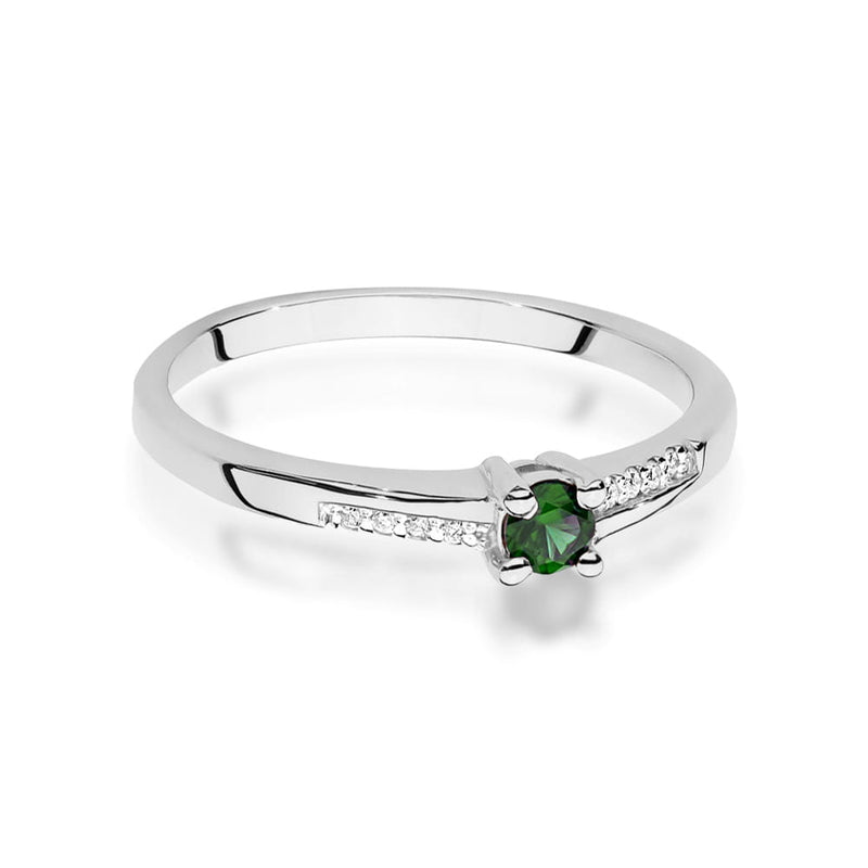 Inel Aur 14K cu Smarald 0.15 ct si Diamante Naturale 0.04 ct, imaginea 10 din 12