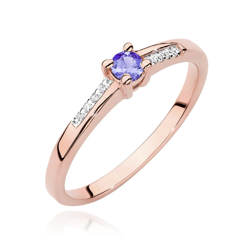 Inel Aur 14K cu Tanzanit 0.15 ct si Diamante Naturale 0.04 ct, imaginea 9 din 12