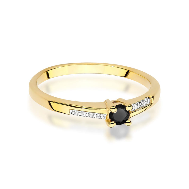 Inel Aur 14K cu Diamante Naturale Albe si Negre 0.16 ct, imaginea 2 din 6