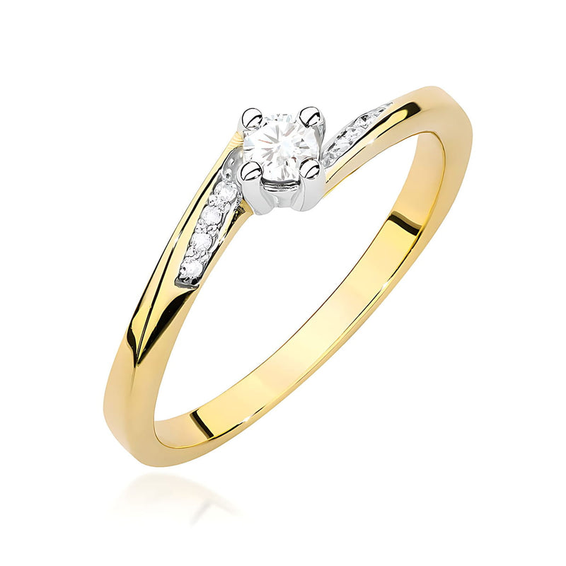 Inel Aur 14K cu Diamante Naturale 0.14 ct — Aur galben