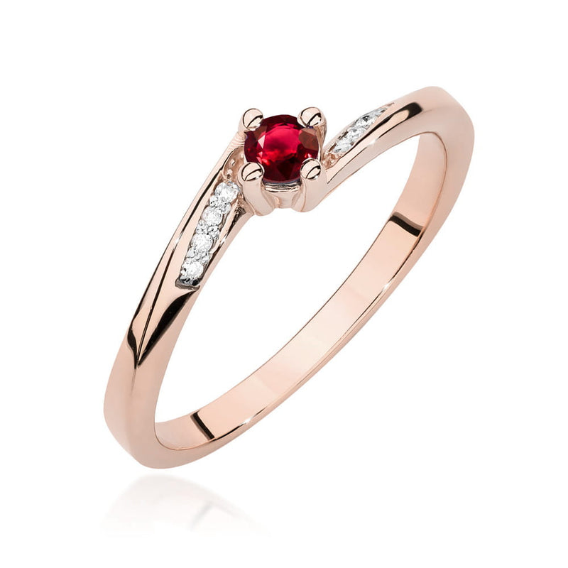 Inel Aur 14K cu Rubin 0.15 ct si Diamante Naturale 0.04 ct, imaginea 5 din 12