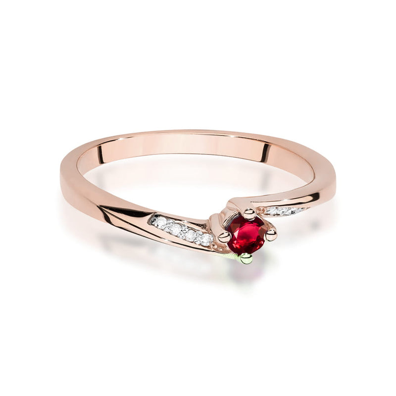 Inel Aur 14K cu Rubin 0.15 ct si Diamante Naturale 0.04 ct, imaginea 6 din 12
