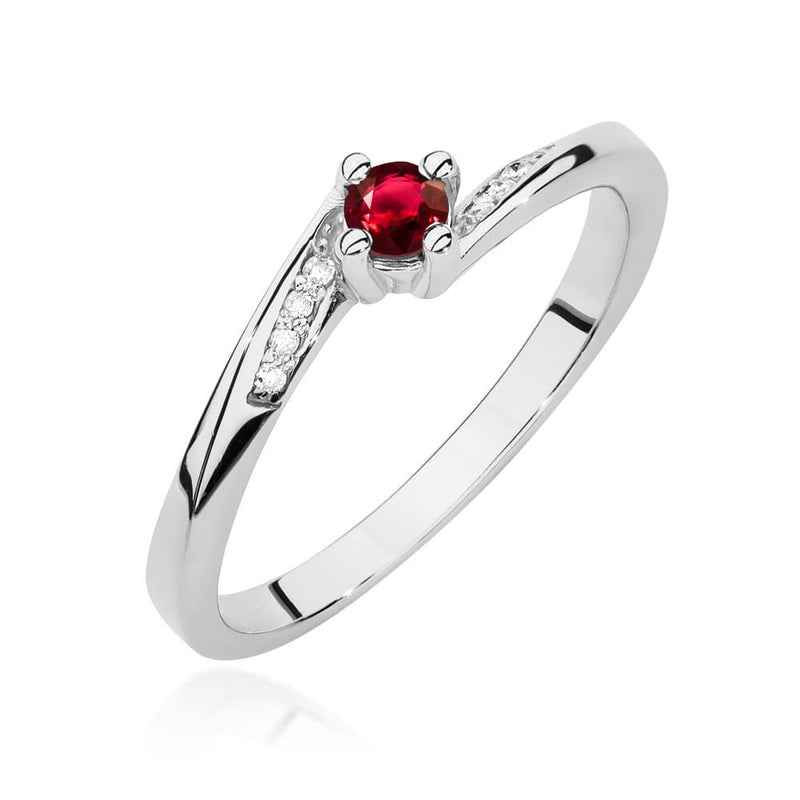 Inel Aur 14K cu Rubin 0.15 ct si Diamante Naturale 0.04 ct, imaginea 9 din 12