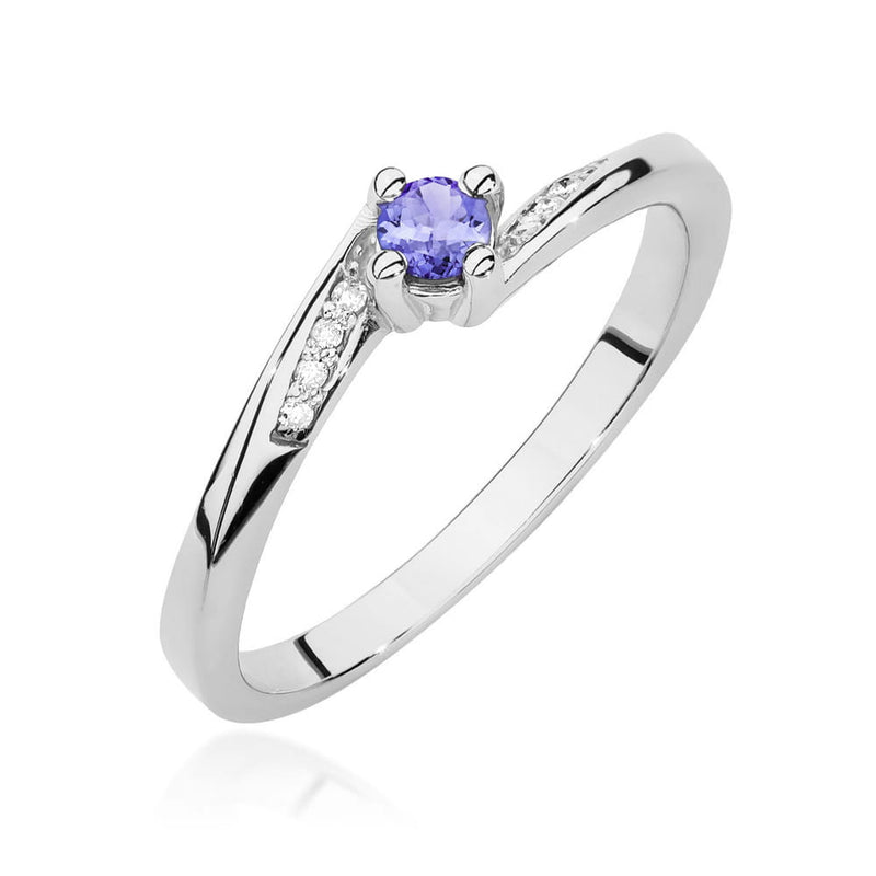 Inel Aur 14K cu Tanzanit 0.15 ct si Diamante Naturale 0.04 ct, imaginea 9 din 12