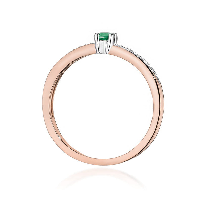 Inel Aur 14K cu Smarald 0.15 ct si Diamante Naturale 0.05 ct, imaginea 11 din 12