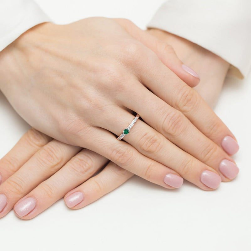 Inel Aur 14K cu Smarald 0.15 ct si Diamante Naturale 0.05 ct, imaginea 12 din 12