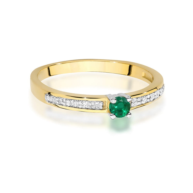 Inel Aur 14K cu Smarald 0.15 ct si Diamante Naturale 0.05 ct, imaginea 2 din 12