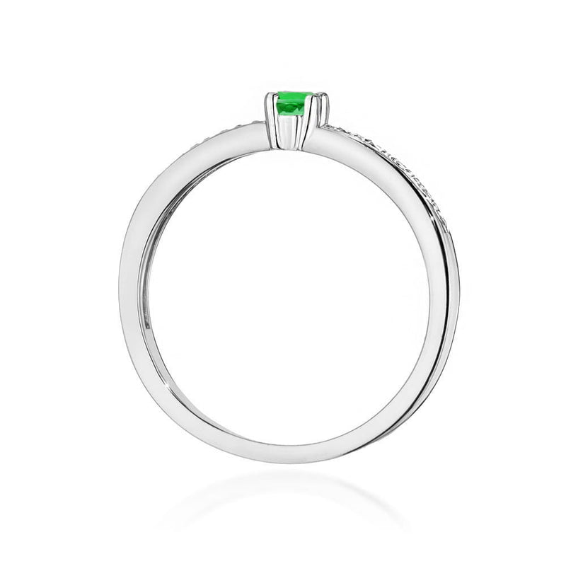 Inel Aur 14K cu Smarald 0.15 ct si Diamante Naturale 0.05 ct, imaginea 6 din 12