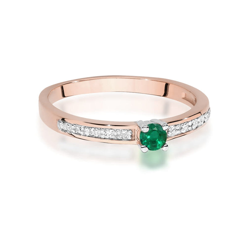 Inel Aur 14K cu Smarald 0.15 ct si Diamante Naturale 0.05 ct, imaginea 10 din 12