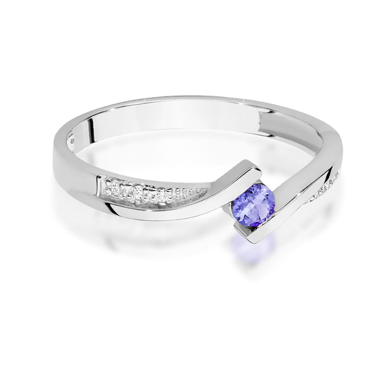 Inel Aur 14K cu Tanzanit 0.15 ct si Diamante Naturale 0.03 ct, imaginea 2 din 4