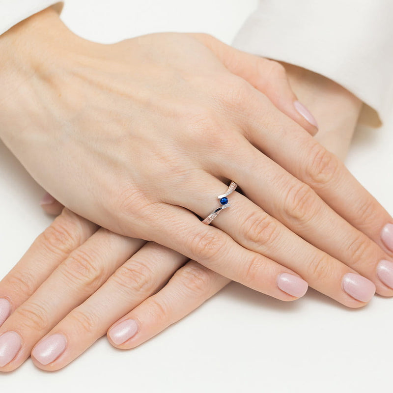 Inel Aur 14K cu Safir 0.15 ct si Diamante Naturale 0.03 ct, imaginea 4 din 4