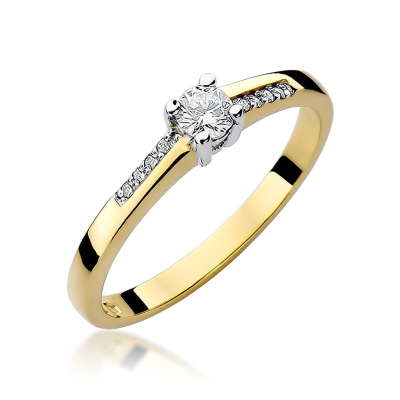 Inel Aur 14K cu Diamante Naturale 0.19 ct — Aur galben