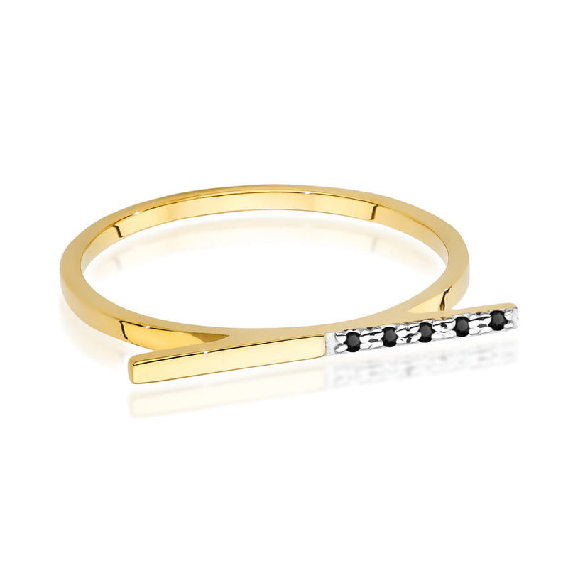 Inel Aur 14K cu Diamante Naturale Negre 0.03 ct, imaginea 2 din 9