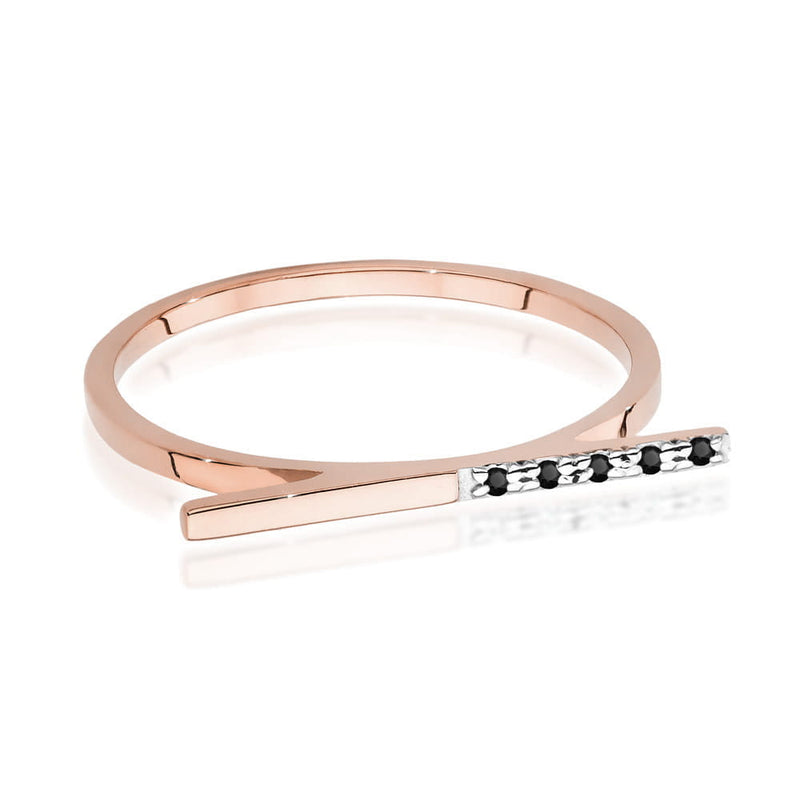 Inel Aur 14K cu Diamante Naturale Negre 0.03 ct, imaginea 8 din 9