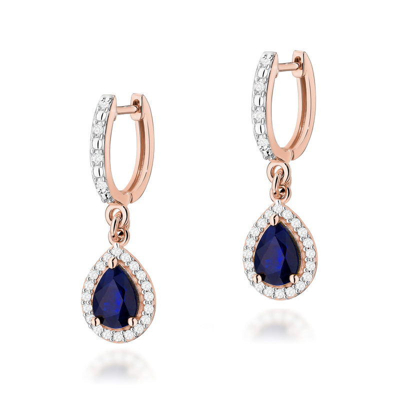 Cercei Aur 14K cu Safir 1.20 ct si Diamante Naturale 0.26 ct, imaginea 6 din 6