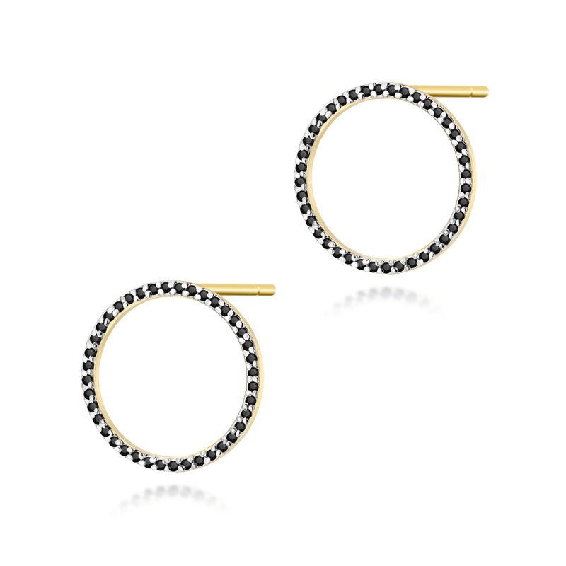 Cercei Aur 14K cu Diamante Naturale Negre 0.40 ct — Aur galben