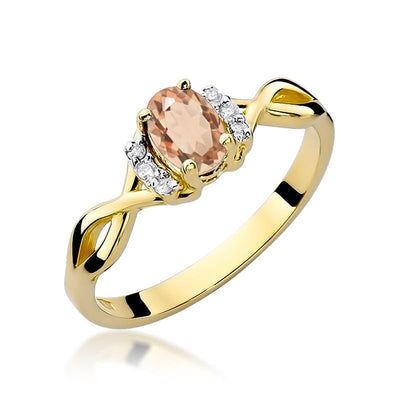 Inel Aur 14K cu Morganit 0.40 ct si Diamante Naturale 0.05 ct