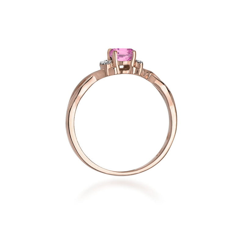 Inel Aur 14K cu Pink Sapphire 0.45 ct si Diamante Naturale 0.05 ct, imaginea 11 din 12