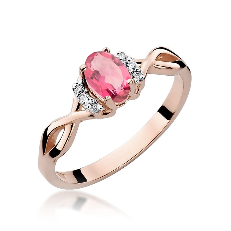 Inel Aur 14K cu Topaz Roz 0.50 ct si Diamante Naturale 0.05 ct, imaginea 5 din 12