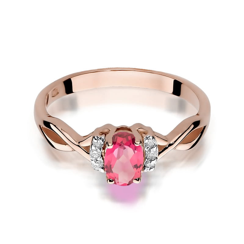Inel Aur 14K cu Topaz Roz 0.50 ct si Diamante Naturale 0.05 ct, imaginea 6 din 12