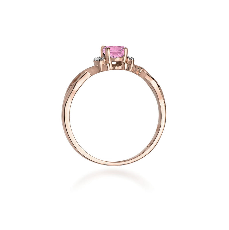 Inel Aur 14K cu Topaz Roz 0.50 ct si Diamante Naturale 0.05 ct, imaginea 7 din 12