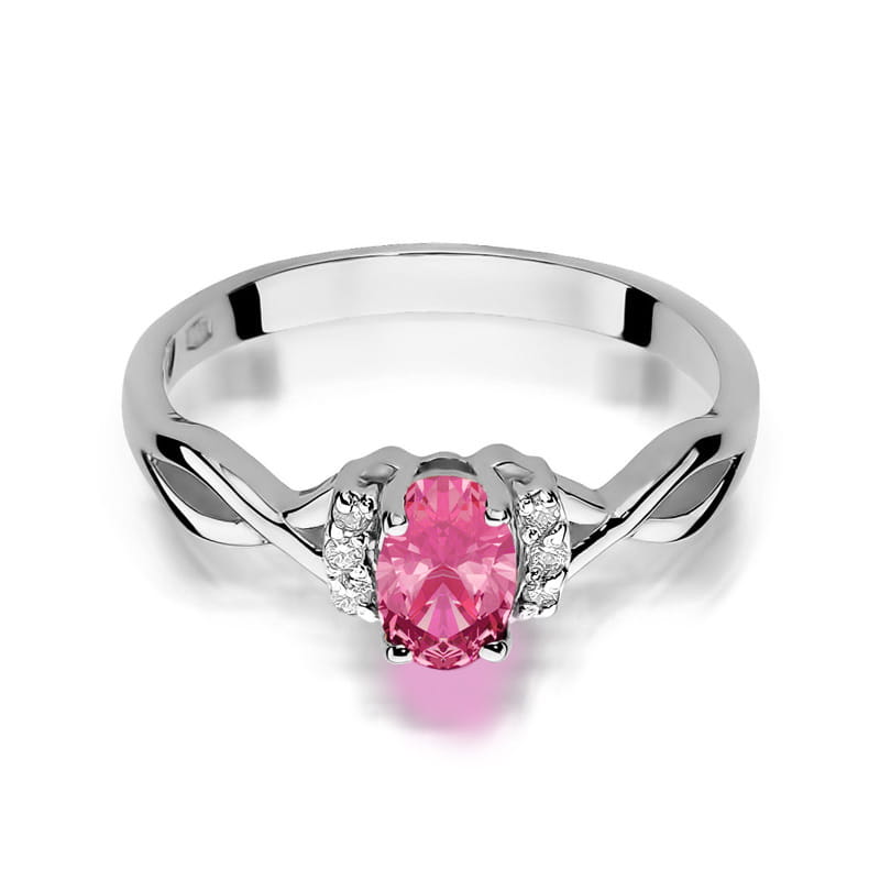 Inel Aur 14K cu Topaz Roz 0.50 ct si Diamante Naturale 0.05 ct, imaginea 10 din 12