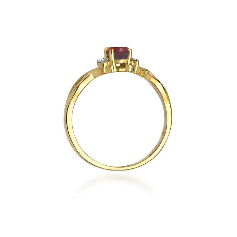 Inel Aur 14K cu Rhodolite 0.50 ct si Diamante Naturale 0.05 ct, imaginea 3 din 12