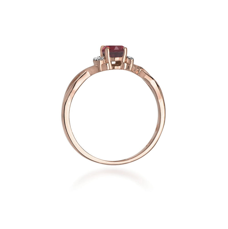 Inel Aur 14K cu Rhodolite 0.50 ct si Diamante Naturale 0.05 ct, imaginea 7 din 12