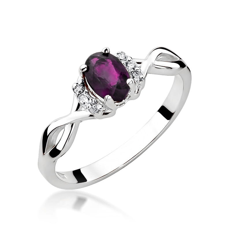 Inel Aur 14K cu Rhodolite 0.50 ct si Diamante Naturale 0.05 ct, imaginea 9 din 12