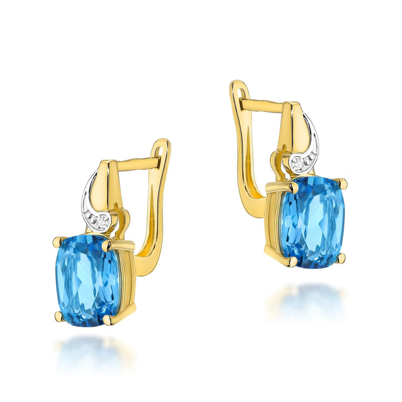 Cercei Aur 14K cu Topaz Swiss 2.40 ct si Diamante Naturale 0.01 ct — Aur galben