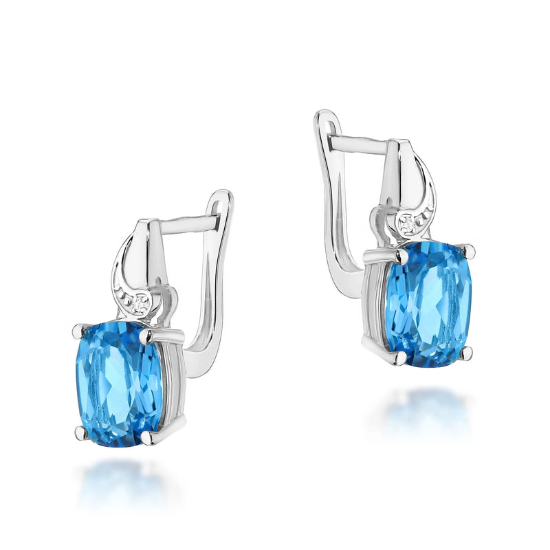 Cercei Aur 14K cu Topaz Swiss 2.40 ct si Diamante Naturale 0.01 ct, imaginea 4 din 7