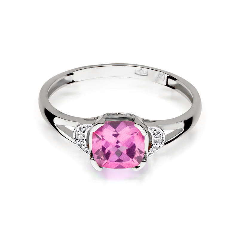 Inel Aur 14K cu Topaz Roz 1.10 ct si Diamante Naturale 0.01 ct, imaginea 10 din 12