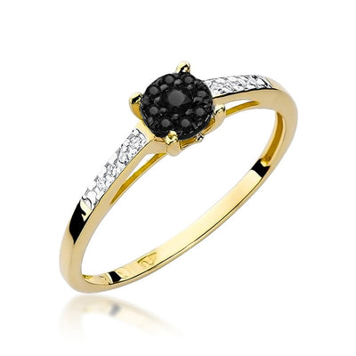 Inel Aur 14K cu Diamante Naturale Albe si Negre 0.12 ct