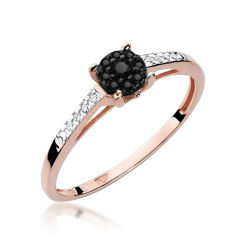 Inel Aur 14K cu Diamante Naturale Albe si Negre 0.12 ct, imaginea 7 din 9