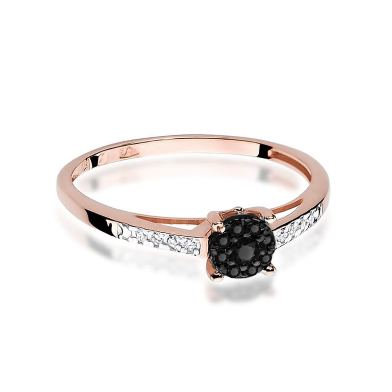 Inel Aur 14K cu Diamante Naturale Albe si Negre 0.12 ct, imaginea 8 din 9