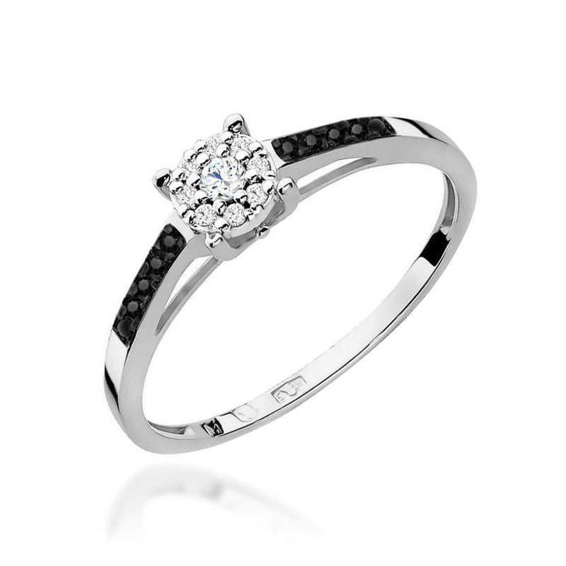 Inel Aur 14K cu Diamante Naturale Albe si Negre 0.12 ct, imaginea 5 din 12