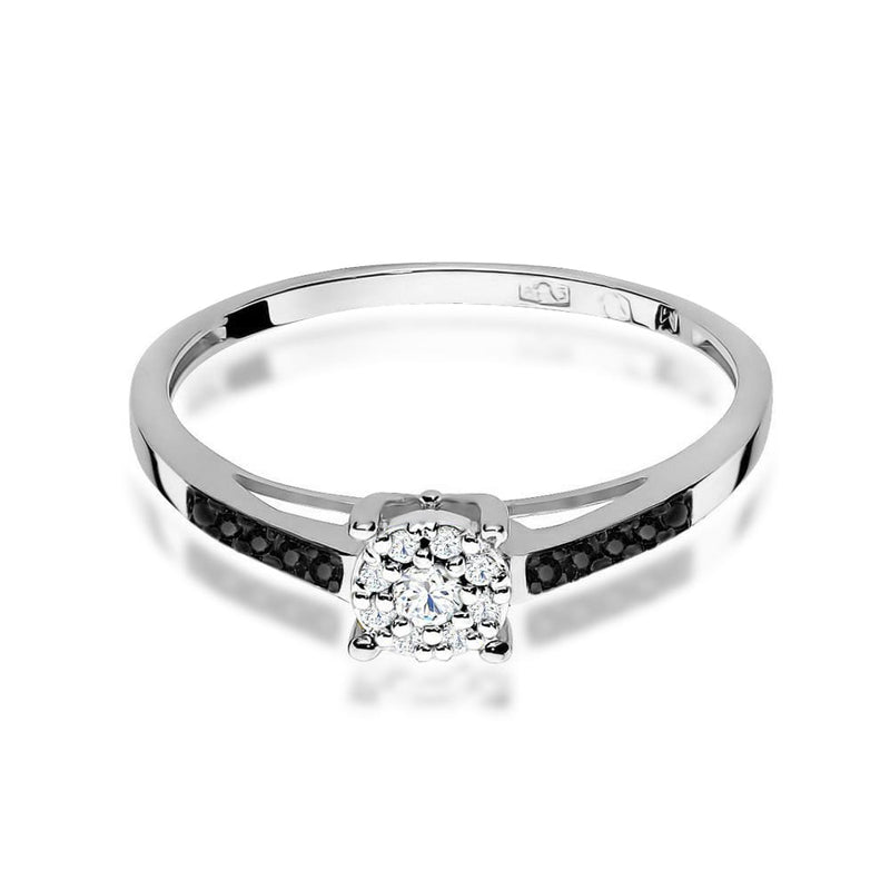 Inel Aur 14K cu Diamante Naturale Albe si Negre 0.12 ct, imaginea 6 din 12