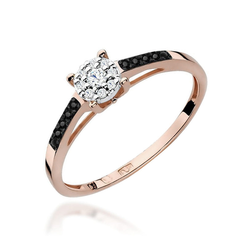 Inel Aur 14K cu Diamante Naturale Albe si Negre 0.12 ct, imaginea 9 din 12