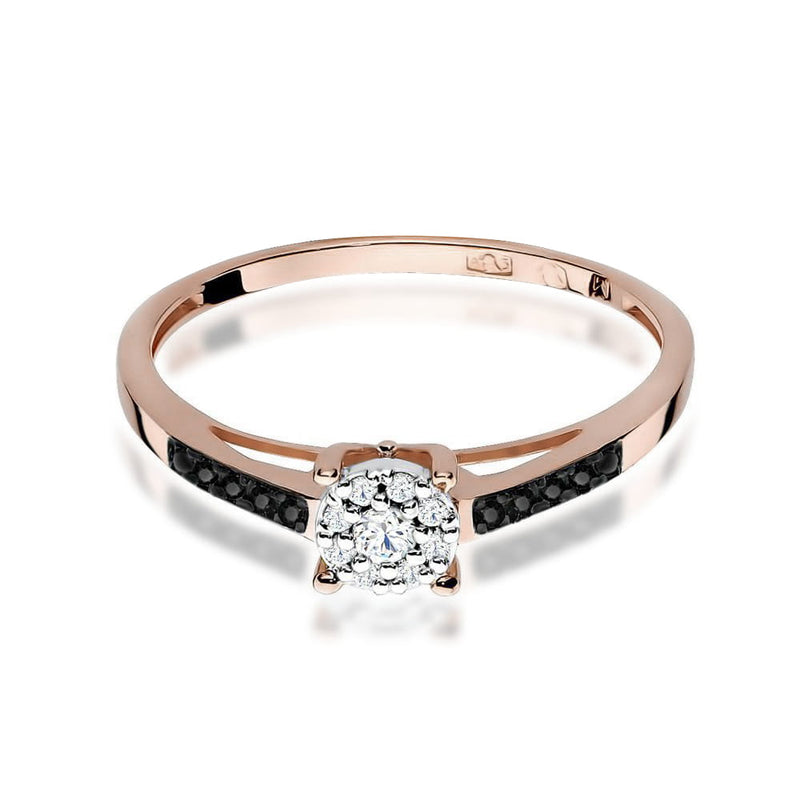 Inel Aur 14K cu Diamante Naturale Albe si Negre 0.12 ct, imaginea 10 din 12