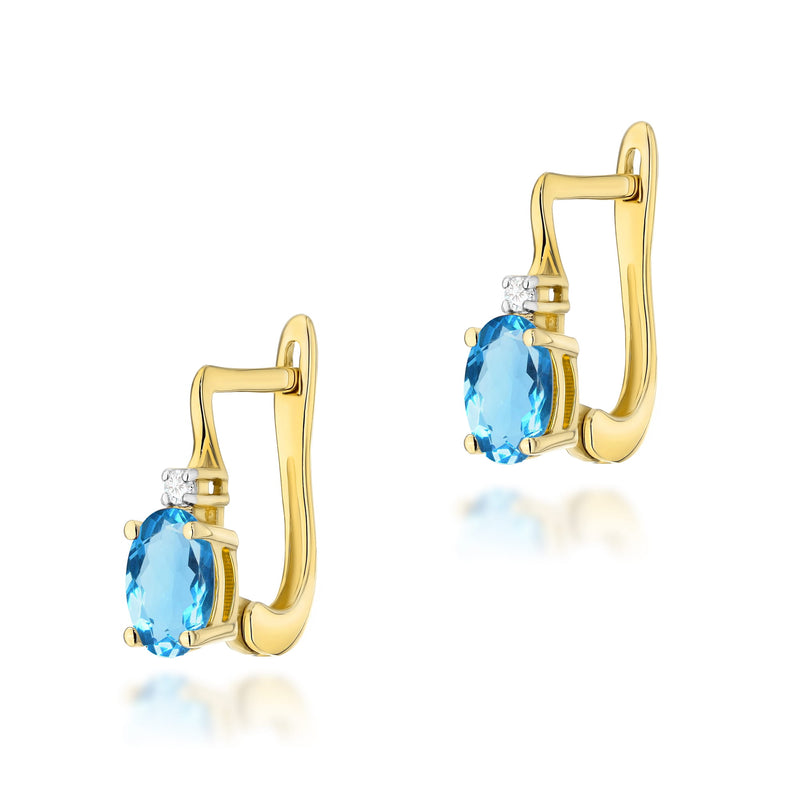 Cercei Aur 14K cu Topaz Swiss 0.50 ct si Diamante Naturale 0.03 ct — Aur galben