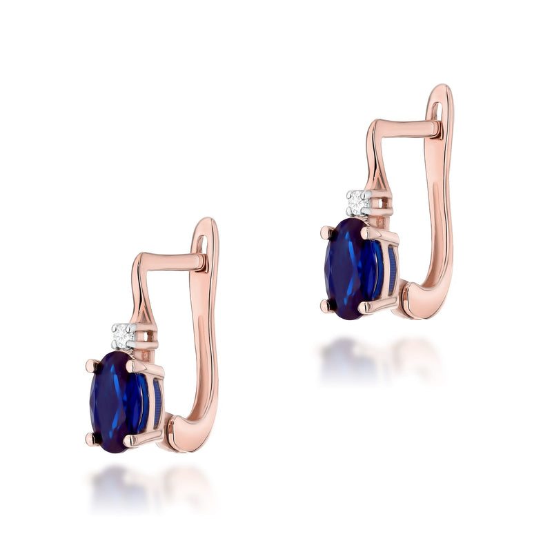 Cercei Aur 14K cu Safir 0.70 ct si Diamante Naturale 0.03 ct, imaginea 5 din 5