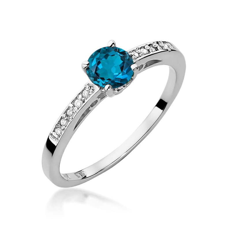 Inel Aur 14K cu Topaz London Blue 0.50 ct si Diamante Naturale 0.05 ct, imaginea 5 din 12