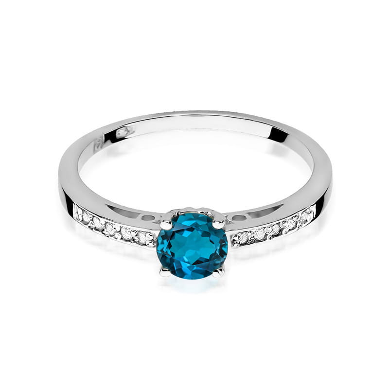 Inel Aur 14K cu Topaz London Blue 0.50 ct si Diamante Naturale 0.05 ct, imaginea 6 din 12